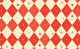 seamless diamond pattern in red and beige colors. Argyle classic fabric design. Diamond or lozenge simple background.