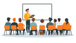 © Elegant Collections - Presentation in a classroom with a presenter and a group of people listening attentively