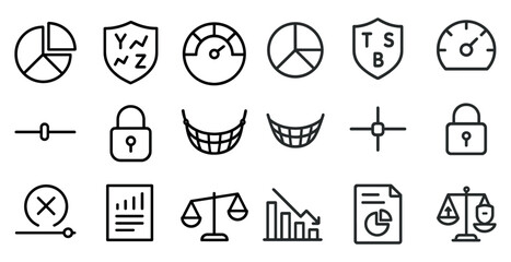 Poster - Collection of business and security icons for data management and analytics