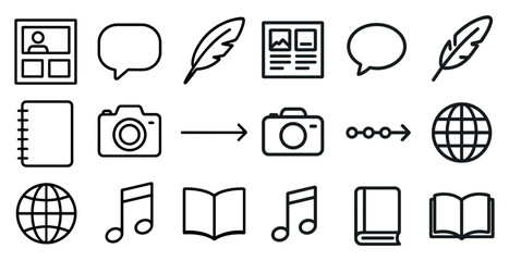 Multimedia and communication icons collection for creative projects