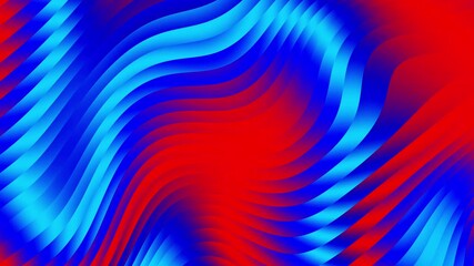 Fototapete - Abstract blue and red animated mesh gradient tiles wave, smooth motion striped waves and animation loop background