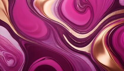 Aufkleber - Abstract swirl of pink purple and gold creating a liquid marble effect with smooth flowing lines