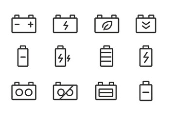 Poster - Variety of battery symbols illustrating different statuses and types in electronic devices