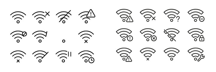 Poster - Different types of internet connectivity icons indicating various connection statuses and issues in digital communication