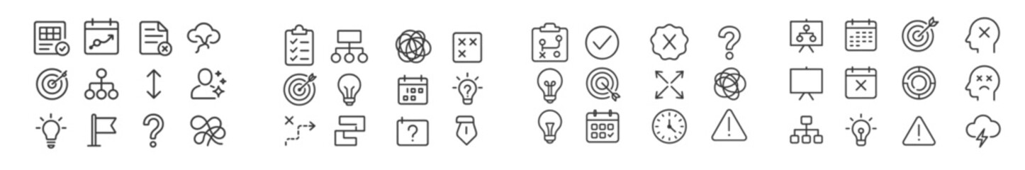 Poster - Collection of simple icons depicting various concepts related to planning, strategy, and problem-solving activities