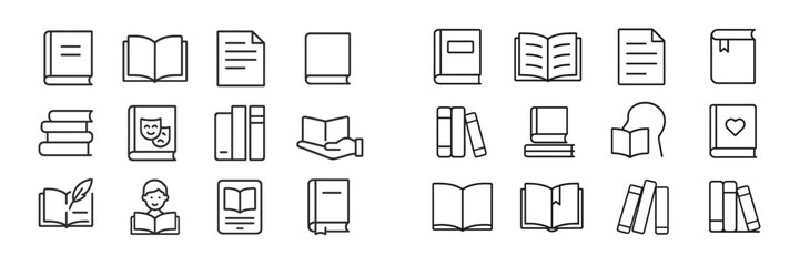 Poster - Diverse collection of book and reading icons displayed on a digital interface for educational and design use