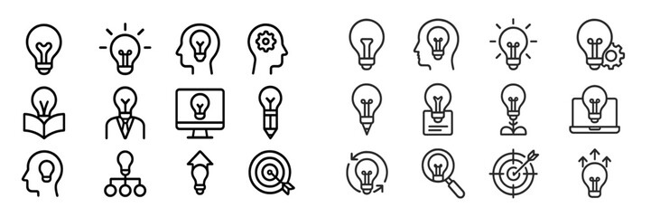 Poster - Light bulb icons representing ideas, innovation, and creativity in a modern digital design context