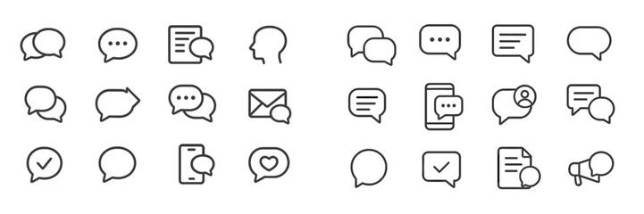 Poster - Collection of simple communication icons illustrating various messaging concepts and tools used in daily interactions