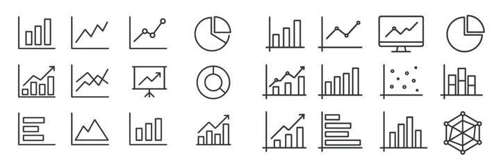 Aufkleber - Collection of diverse graphs and charts showcasing data visualization techniques in a modern design style
