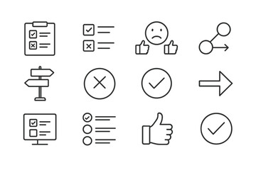 Poster - Icons representing various actions, decisions, and indicators in a checklist format for tasks and feedback