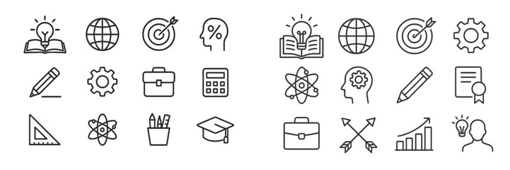 Poster - Creative icons representing education, business, and science concepts with a minimalist design for various projects