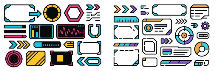 Poster - Colorful graphic elements and shapes suitable for design projects and digital applications in modern aesthetic