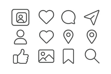 Poster - Collection of social media icons representing user interaction and communication in a modern digital environment