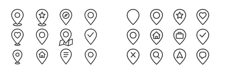 Poster - Various location markers designed for mapping and navigation use in urban settings showcasing diverse icons and symbols