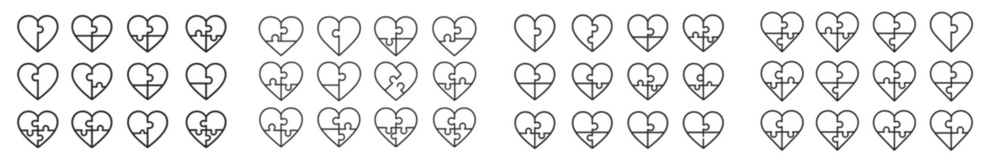 Poster - Patterns of heart shapes arranged in a grid, showcasing various designs and intricate line work in a creative composition