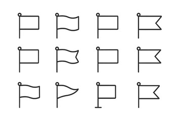 Poster - Simple black outline flags arranged in a grid pattern for graphic design and illustration purposes
