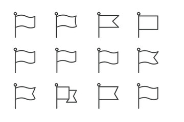 Poster - Simple flag icons in various shapes and designs displayed in a grid layout for graphic design purposes