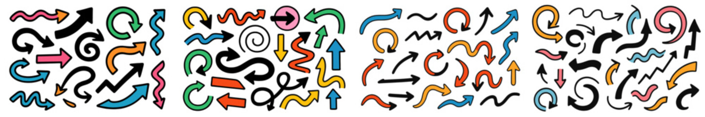 Poster - Colorful abstract shapes and arrows create a vibrant pattern suitable for creative projects and design work