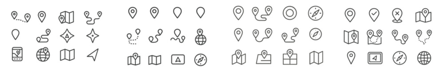 Poster - Creative collection of navigation icons for maps and location services captured in a minimalist style