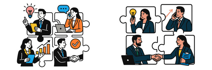 Poster - Professionals collaborating on strategies and problem-solving at a busy office environment during the day