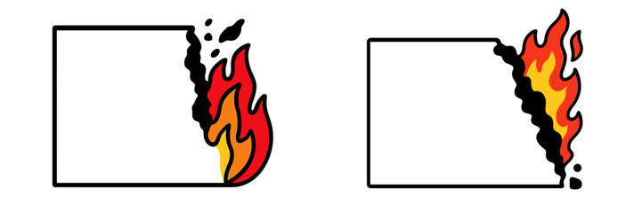 Poster - Creative design of fiery flames consuming a blank square shape in a dynamic and vibrant illustration