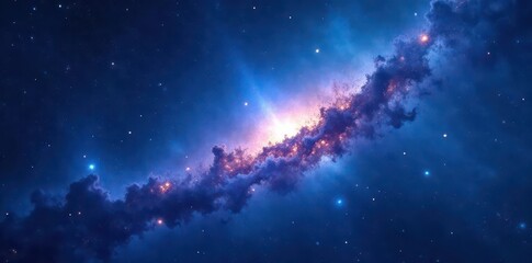 Wall Mural - Ethereal blue nebula, cosmic dust, glowing stars , blue, gas