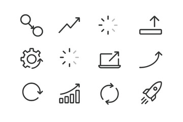 Poster - Modern business icons representing growth, innovation, and technology in a minimalist design