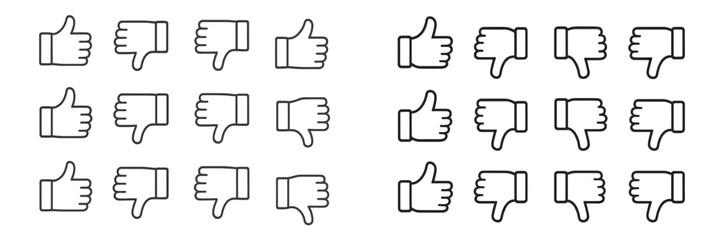 Poster - Thumbs up and thumbs down hand symbols arranged in a grid on a neutral background illustrating approval and disapproval