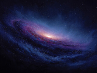 Wall Mural - vibrant, swirling galaxy illustration. captivating cosmic scene with stardust, nebula, and celestial