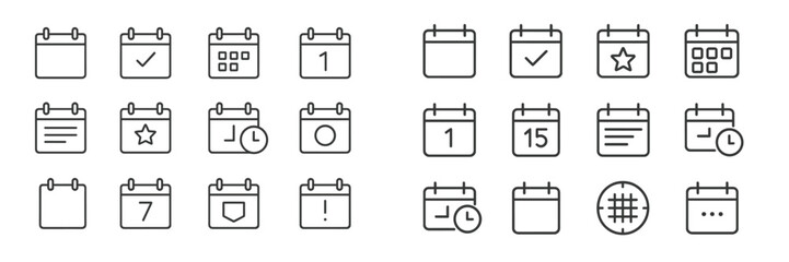 Poster - Icon collection featuring various calendar symbols for scheduling and planning purposes