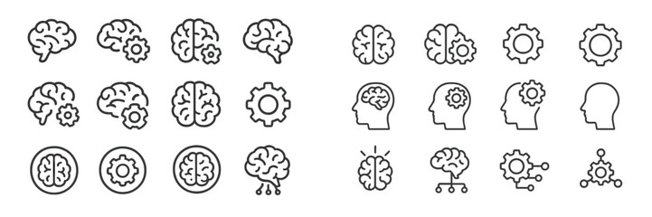 Poster - Various illustrations featuring brains and gears representing cognitive processes and mechanical interactions in a creative format