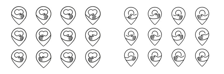 Poster - Collection of cloud and hand icons representing support and connectivity in a simple design