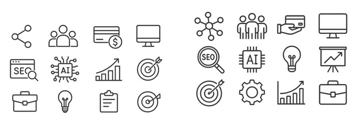 Aufkleber - Conceptual illustrations of digital marketing and artificial intelligence trends in modern business settings