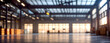 © birulaut - A large empty warehouse interior with high ceilings and multiple doors.high quality warehouse photos for poster, banner and pamphlet backgrounds