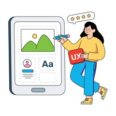Wall Mural - Unique design illustration of mobile ux designer 
