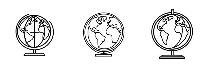 Poster - Vector icons representing globes showcasing world geography and navigation concepts in a minimalist style