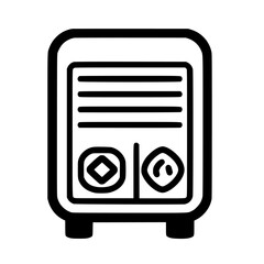 Poster - Black vector icon of a cooking appliance with controls and compartments for food preparation at kitchen settings