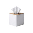 © Kamonwan - A clean, modern tissue box with a partially pulled tissue, set against a white background, ideal for home or office use.