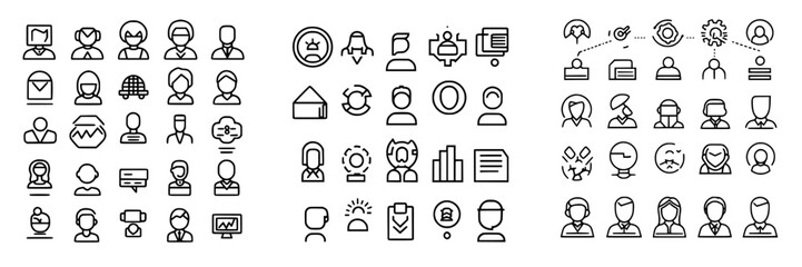 Aufkleber - Vector icons representing various professions and activities in a minimalist style suitable for modern digital designs