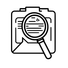Poster - Vector icon depicting a magnifying glass over a clipboard with documents, suitable for representing search and analysis activities