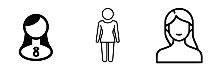 Poster - Various black vector icons representing different human figures and profiles showcasing diverse expressions and appearances