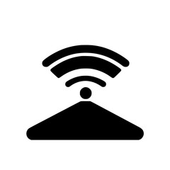 Poster - Modern black vector icon of a wireless signal emanating from a base, representing connectivity in a digital age