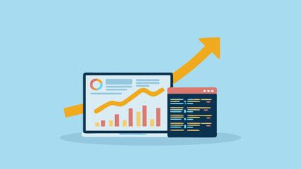 Fototapete - Data Visualization Growth Financial Charts Graph Investment Analysis Market Trends Success Economic Growth