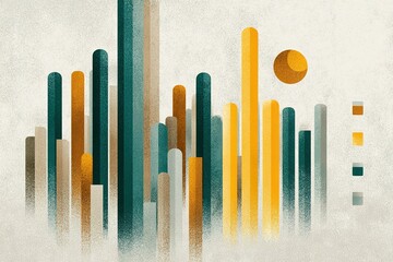 Poster - Abstract colorful vertical bars and circles create a vibrant visual representation of data in an artistic style