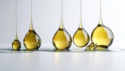 Poster - Amber Oil Droplets Falling on Gray Surface Creating Organic Patterns