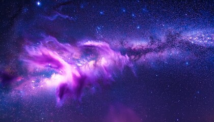 Wall Mural - purple nebula and cosmic dust in star field