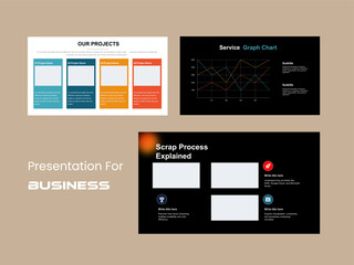 Business Presentation Slides Projects Service Graph and Scrap Process