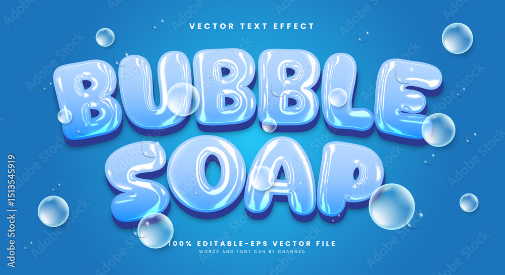 เวกเตอร์ Stock Bubble Soap 3d editable text effect Template Suitable ...