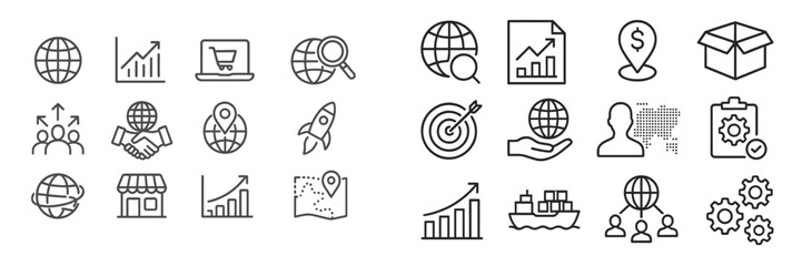 Poster - Icons representing global commerce and business growth in a digital landscape