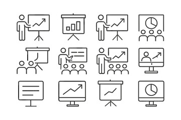 Poster - Visual representations of business presentations and analytics in a professional environment with charts and graphs